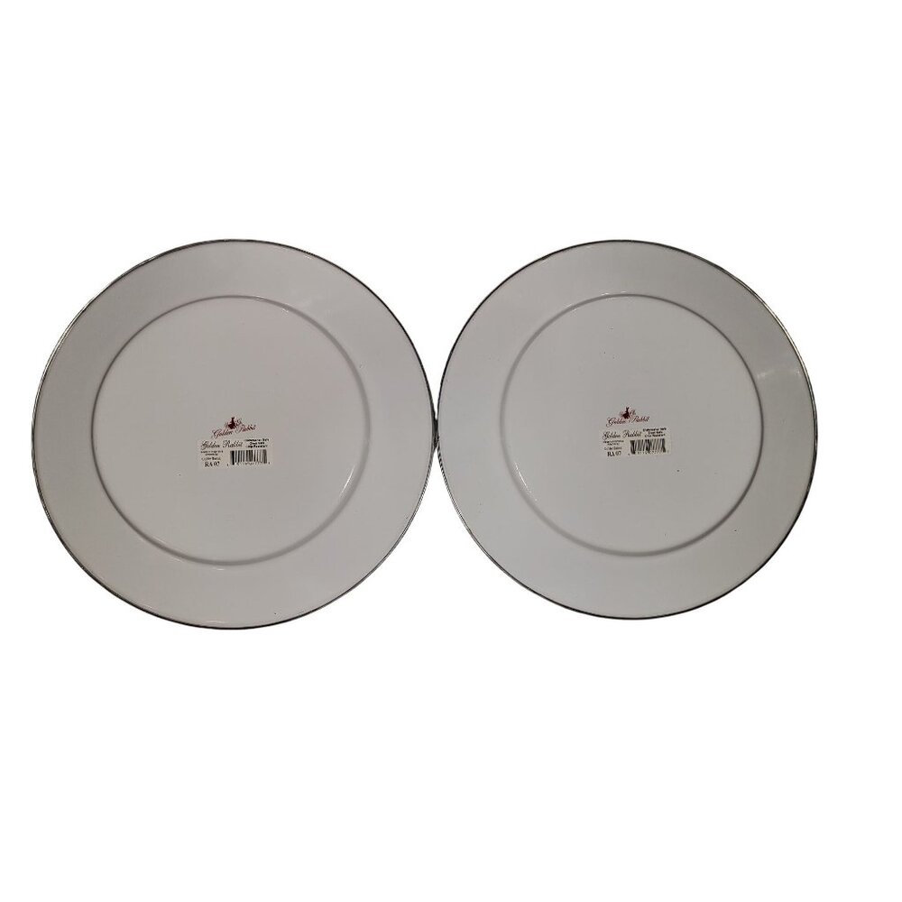 Golden Rabbit Enamelware Plaid Ants Dinner Plates 10.5" Red & White Set Of 2 - Picture 2 of 2